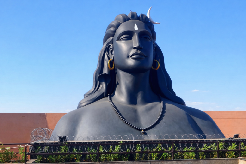 Adiyogi Shiva statue near Bhuj in Kutch, symbolizing meditation and spiritual heritage.