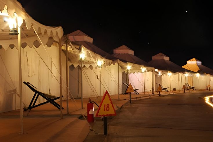 Luxury tents stay near White Rann of Kutch during winter festival.